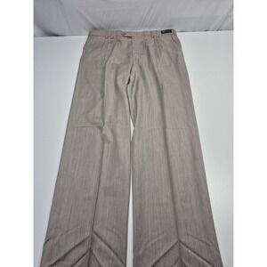 VTG Krizia Dress Pants Mens 42x36 Beige Wool Pleated Straight Marlane Super 100